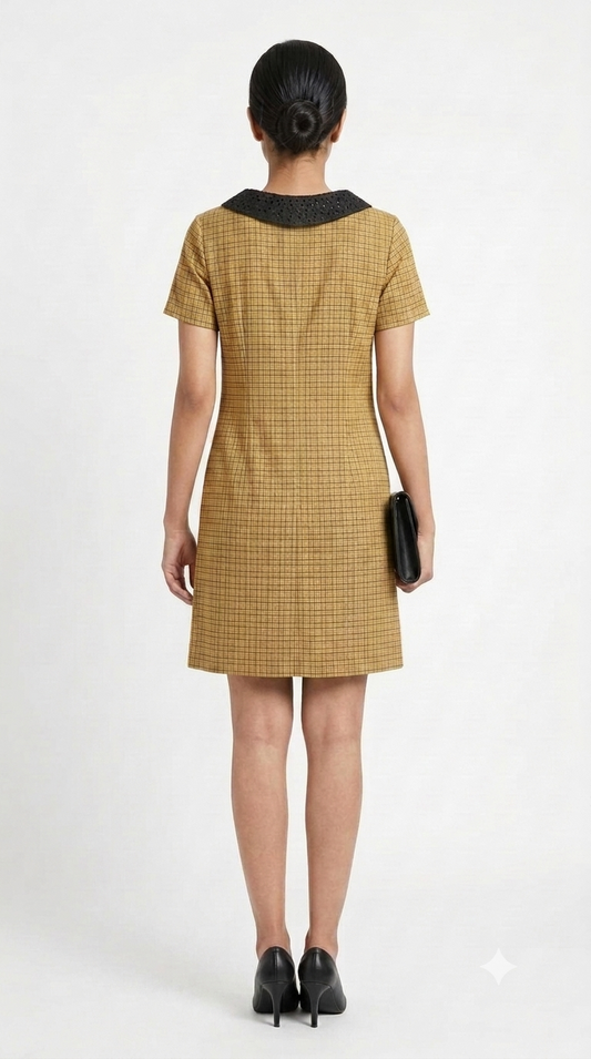 Retro-Inspired Plaid Collared Shift