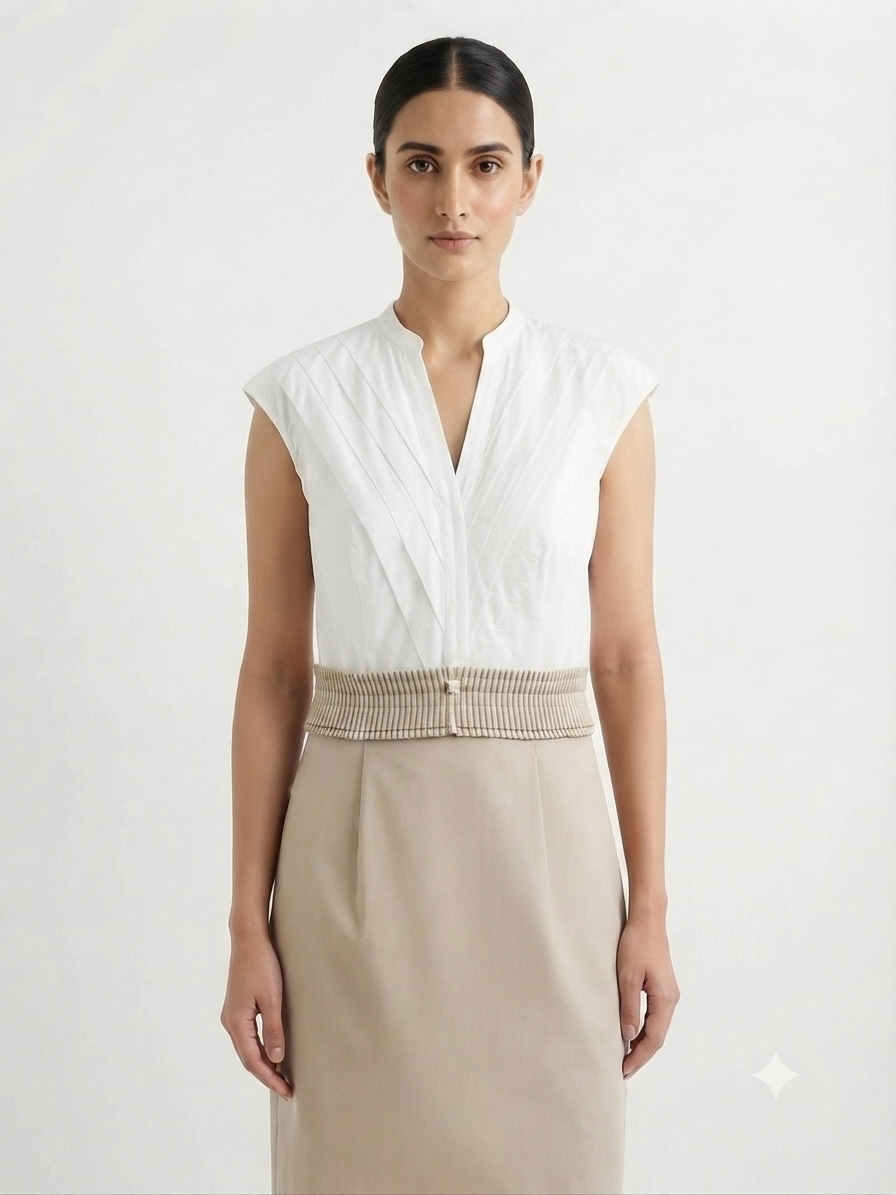 Pleated Two-Tone Utility Sheath