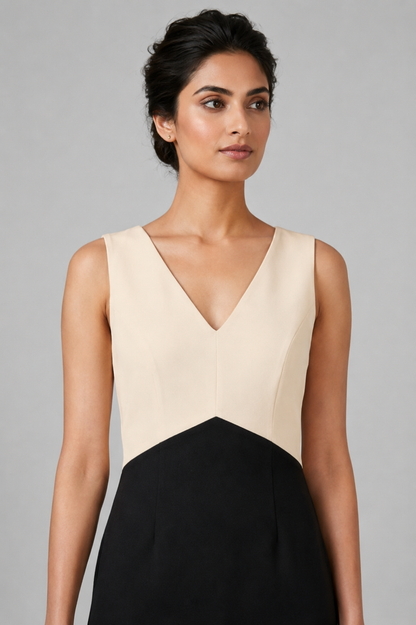 Sleeveless Two-Tone Sheath Dress
