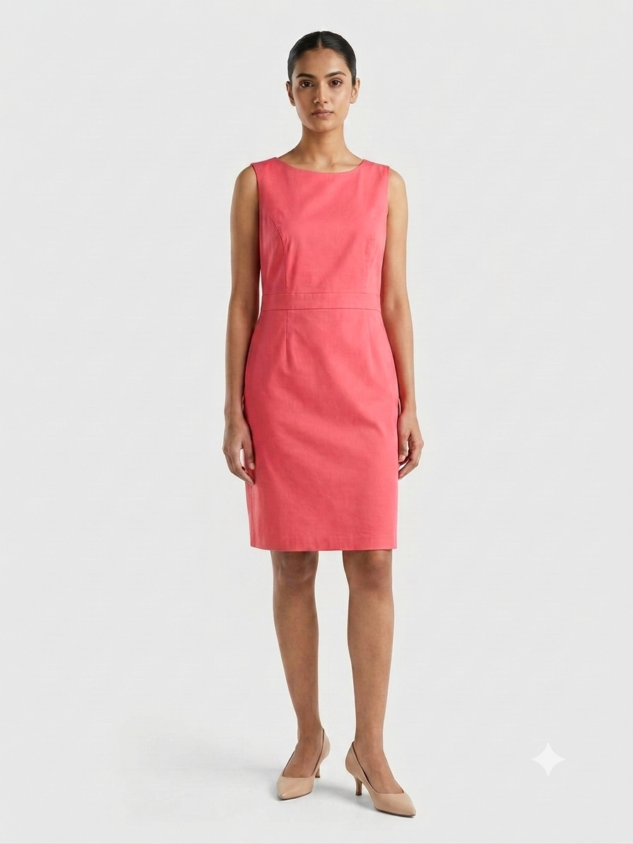 Classic Coral Sleeveless Sheath