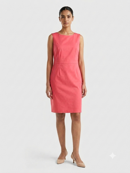 Classic Coral Sleeveless Sheath