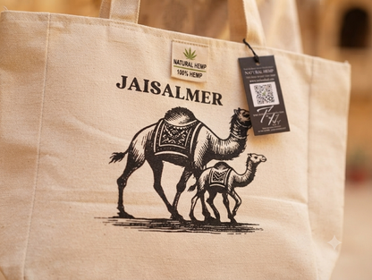Jaisalmer Camel Print Eco-Friendly Cotton Canvas Tote Bag | Reusable Shopping & Travel Tote