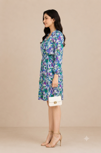 Long-sleeved collared shirt dress