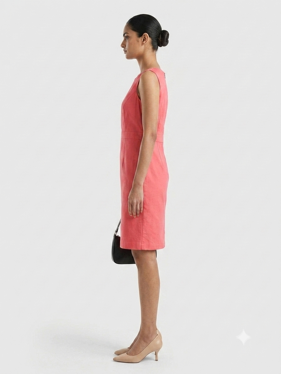 Classic Coral Sleeveless Sheath
