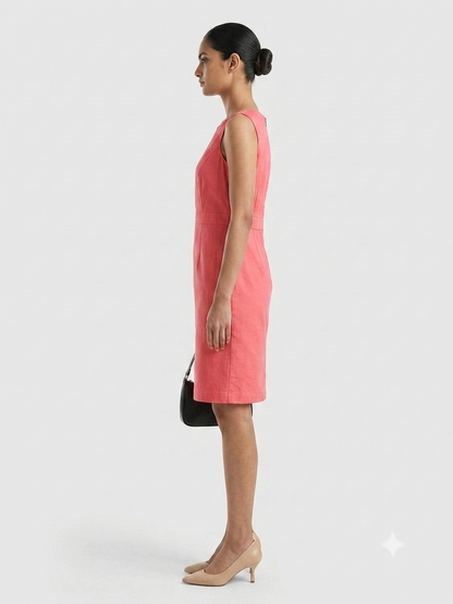 Classic Coral Sleeveless Sheath