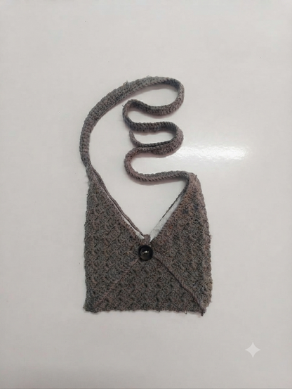 Handcrafted Crochet Knit Sling Bag | Grey Boho Crossbody Shoulder Bag | Handmade Lightweight Everyday Purse for Women
