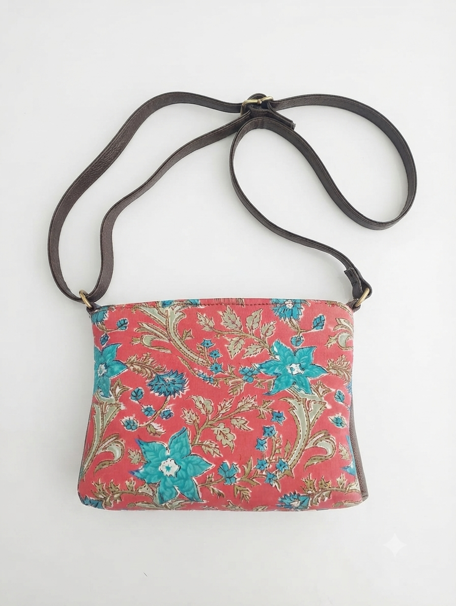 Women's Pink Floral Printed Cotton Sling Bag | Lightweight Crossbody Bag for Everyday Use & Travel