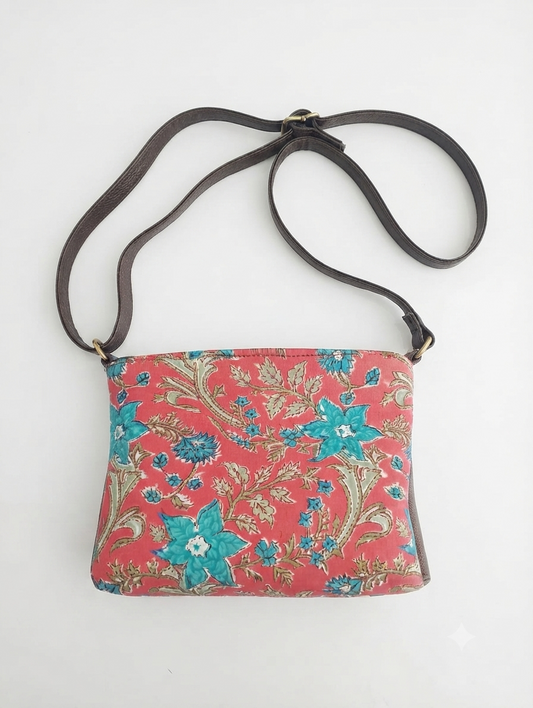 Women's Pink Floral Printed Cotton Sling Bag | Lightweight Crossbody Bag for Everyday Use & Travel