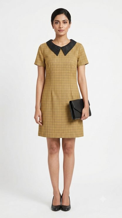 Retro-Inspired Plaid Collared Shift
