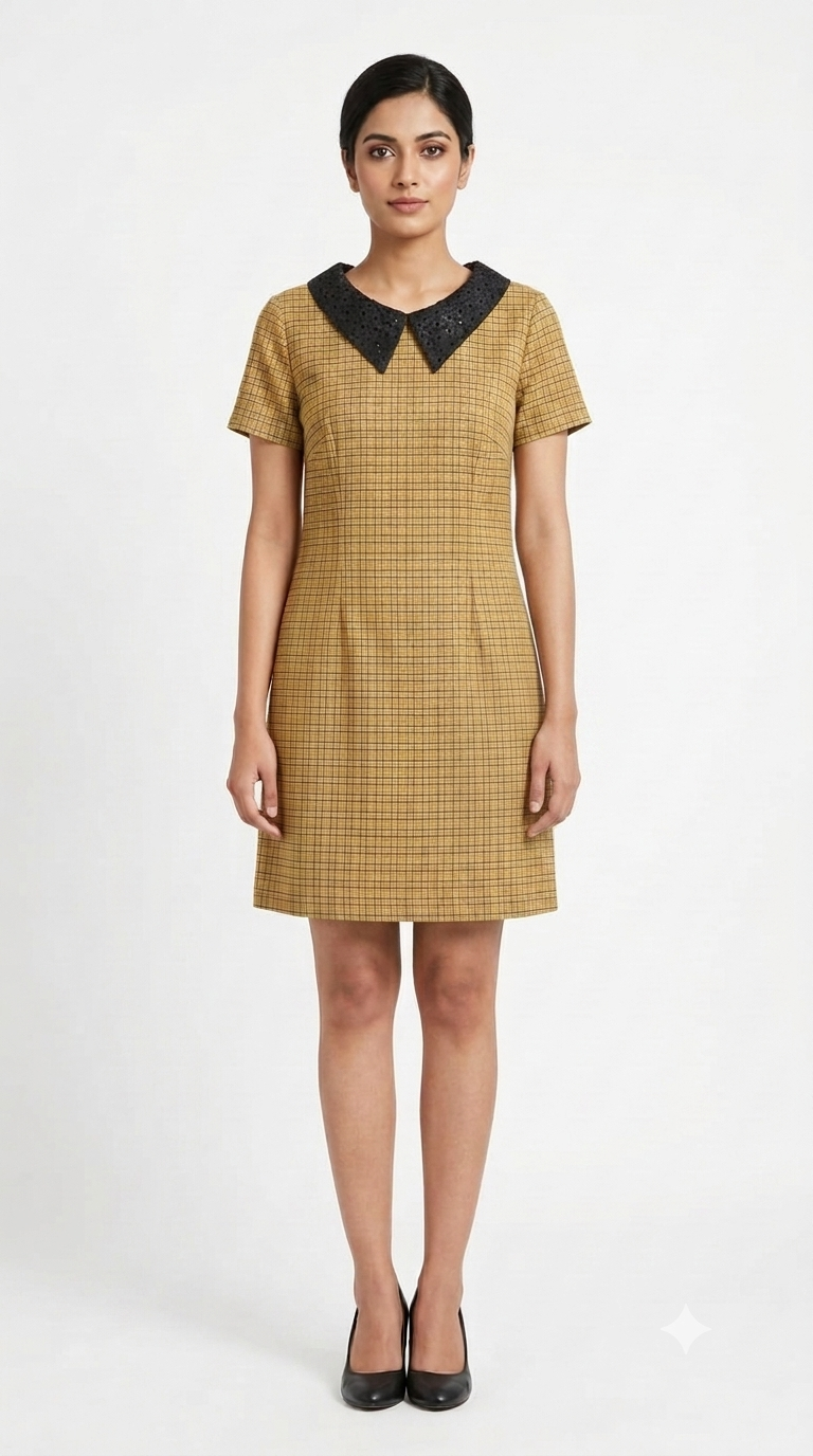 Retro-Inspired Plaid Collared Shift