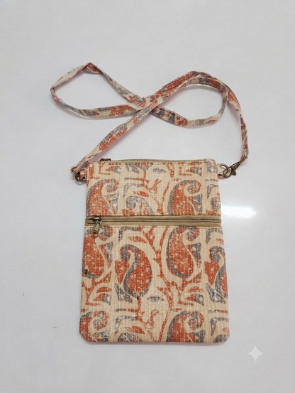 Handcrafted Quilted Cotton Sling Bag | Blue Floral Print Crossbody Bag | Lightweight Multipurpose Travel & Everyday Shoulder Bag for Women