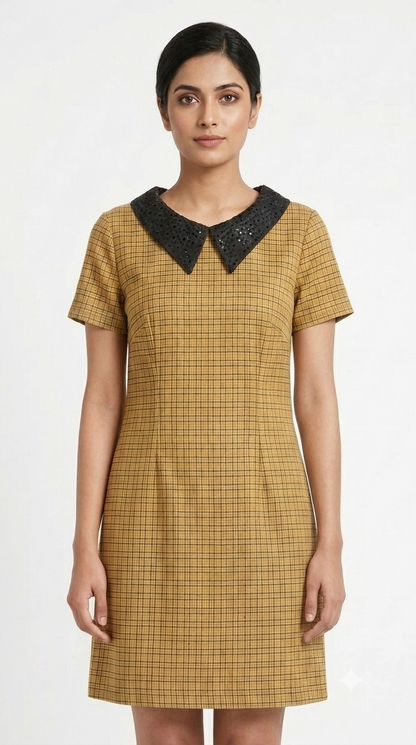 Retro-Inspired Plaid Collared Shift