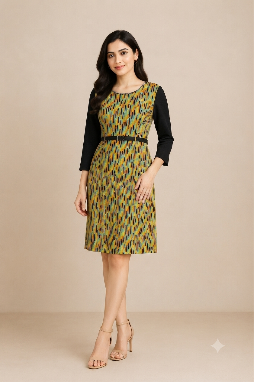 Earth-Tone Abstract Sheath