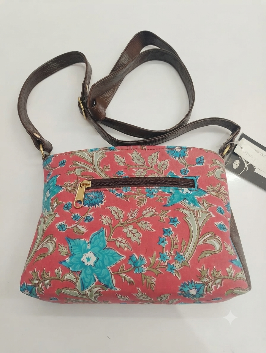 Women's Pink Floral Printed Cotton Sling Bag | Lightweight Crossbody Bag for Everyday Use & Travel