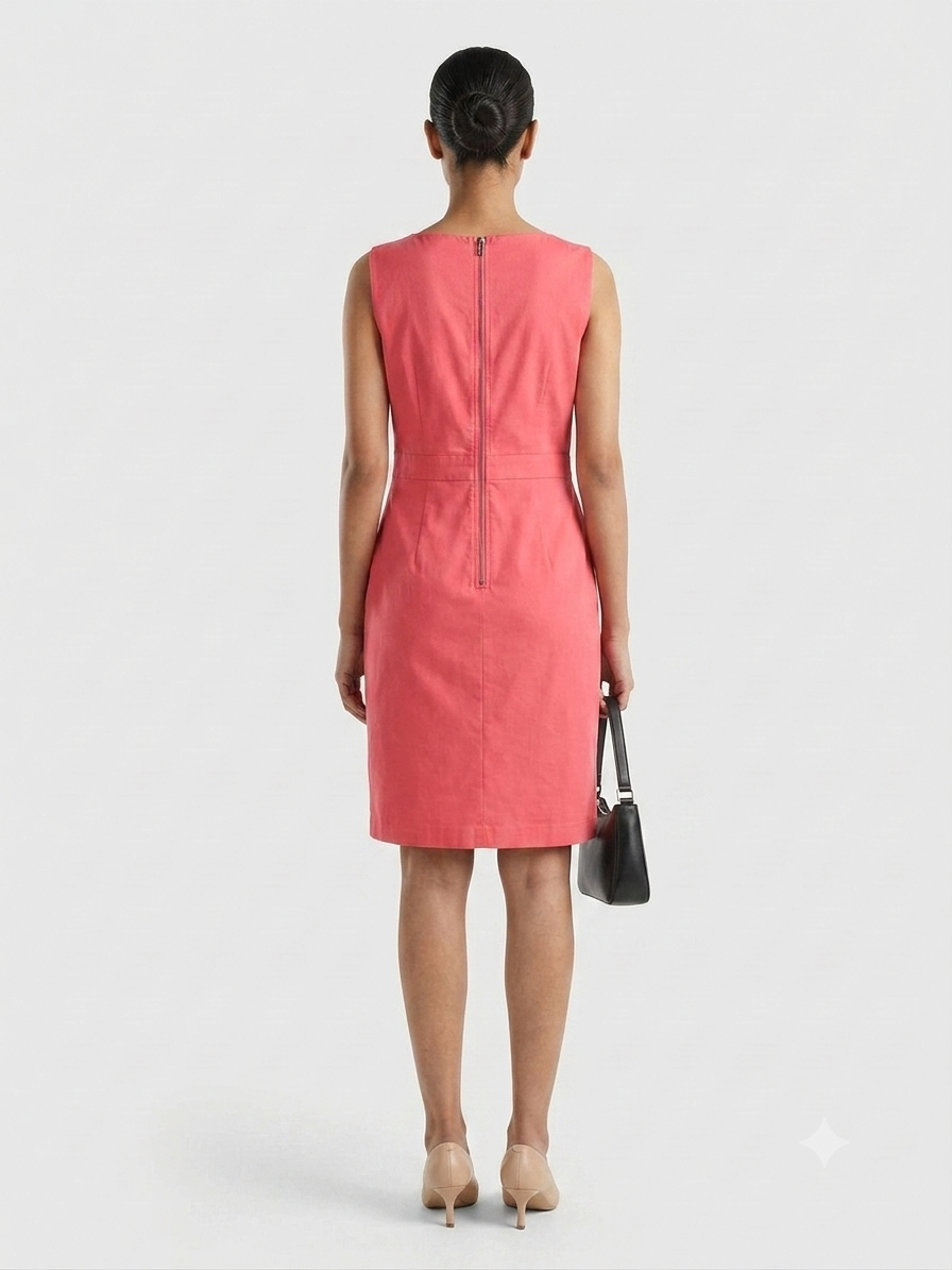 Classic Coral Sleeveless Sheath