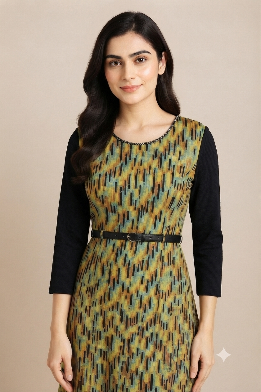 Earth-Tone Abstract Sheath
