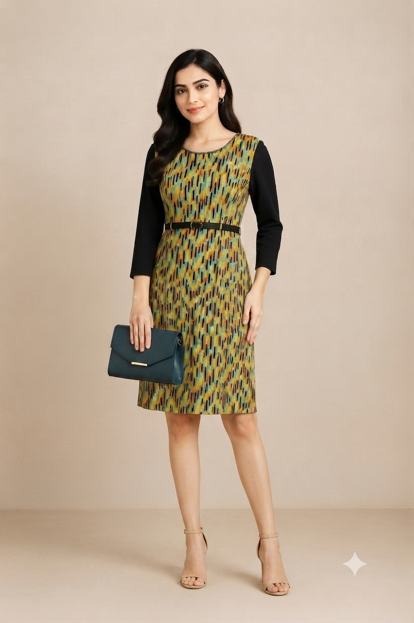 Earth-Tone Abstract Sheath