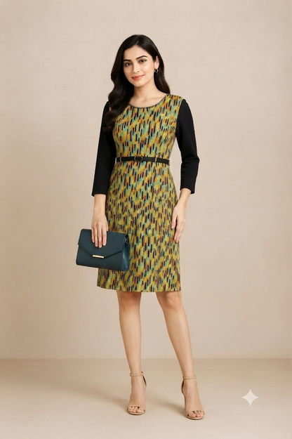 Earth-Tone Abstract Sheath