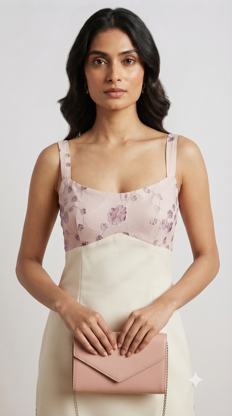 Embroidered Color-Block Sheath