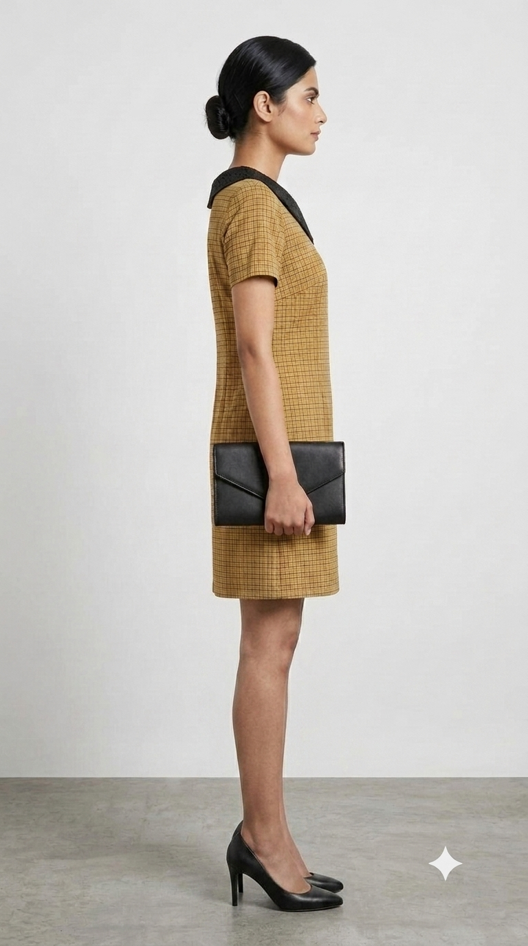 Retro-Inspired Plaid Collared Shift