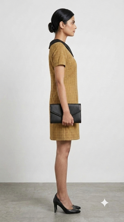 Retro-Inspired Plaid Collared Shift