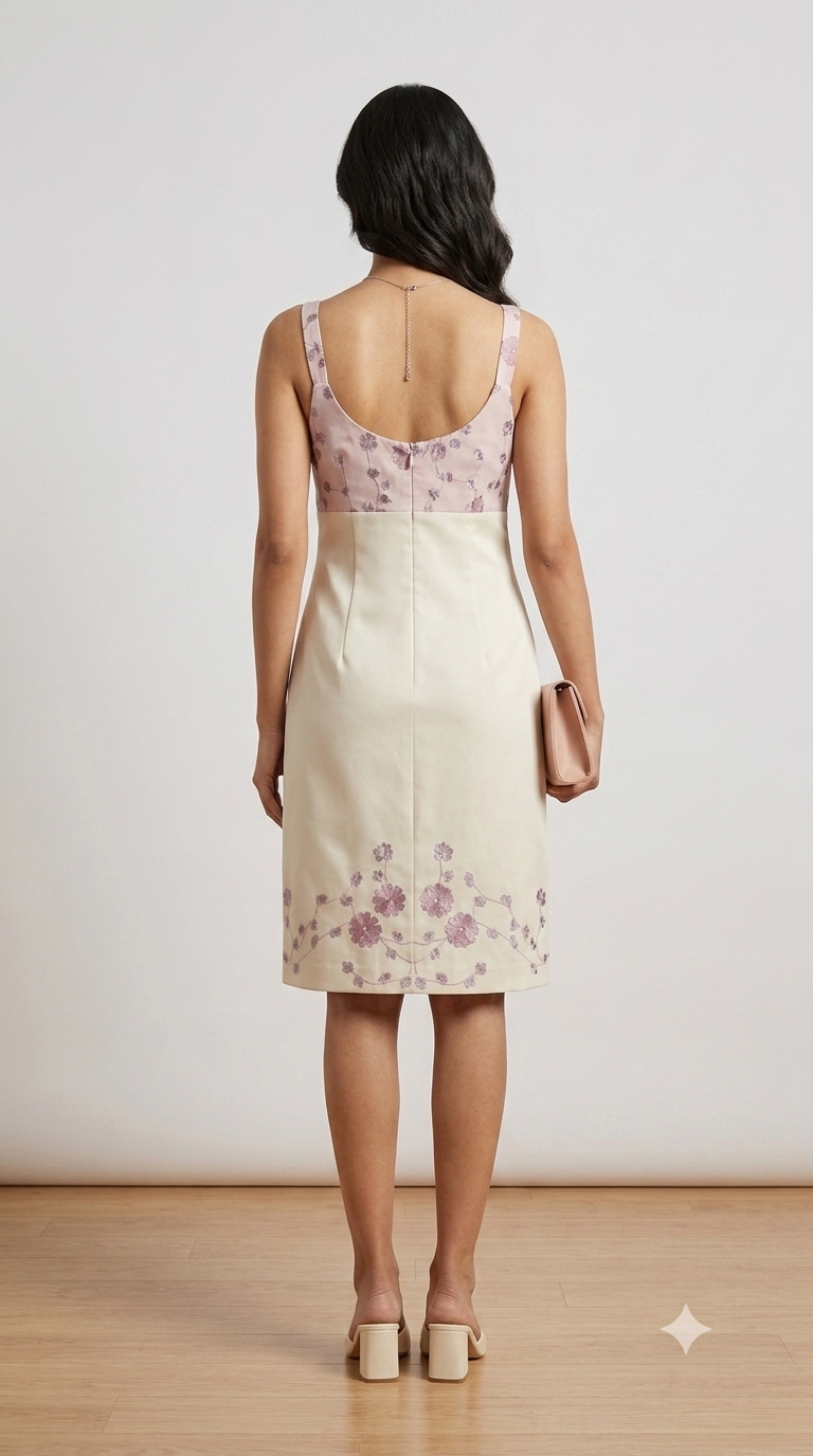 Embroidered Color-Block Sheath