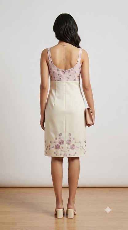 Embroidered Color-Block Sheath