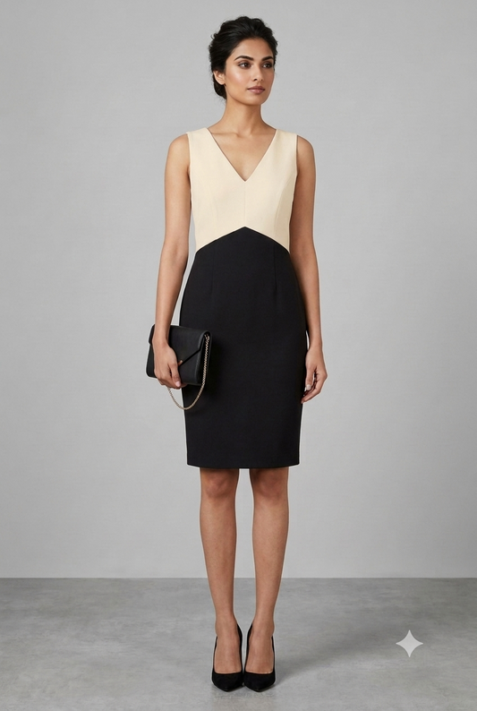 Sleeveless Two-Tone Sheath Dress