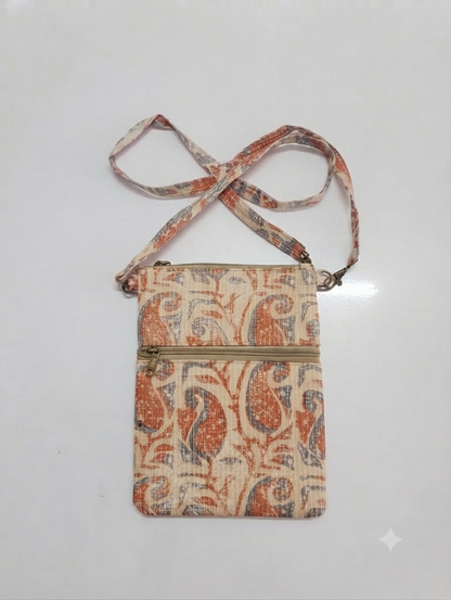 Handcrafted Quilted Cotton Sling Bag | Blue Floral Print Crossbody Bag | Lightweight Multipurpose Travel & Everyday Shoulder Bag for Women
