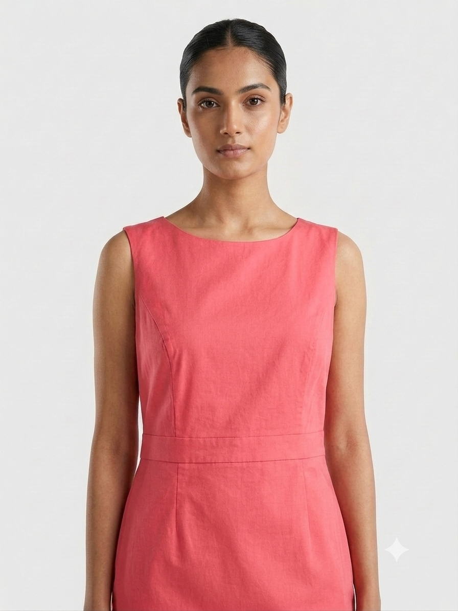 Classic Coral Sleeveless Sheath