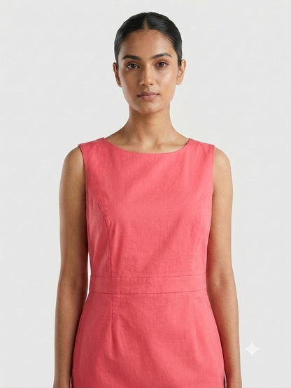 Classic Coral Sleeveless Sheath