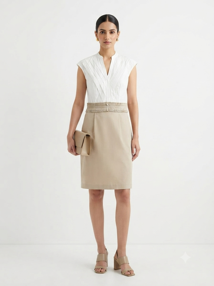 Pleated Two-Tone Utility Sheath