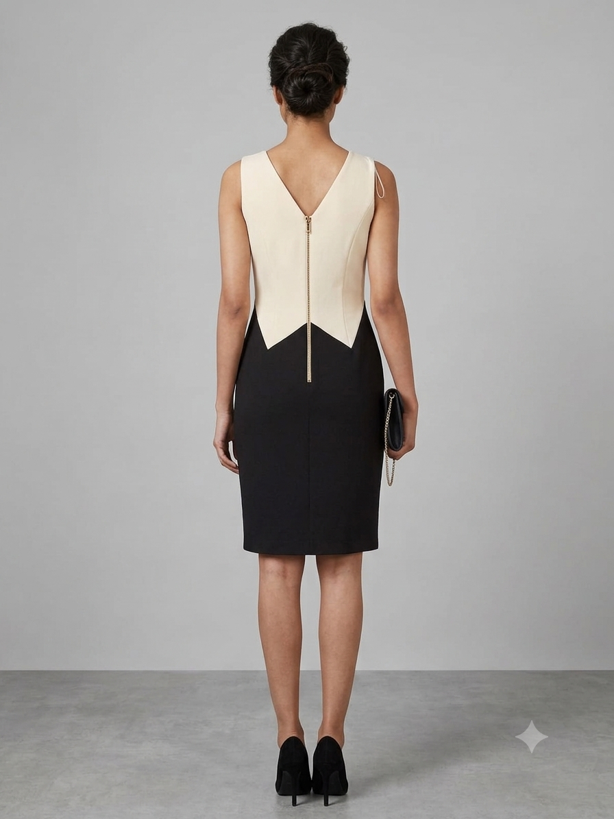 Sleeveless Two-Tone Sheath Dress