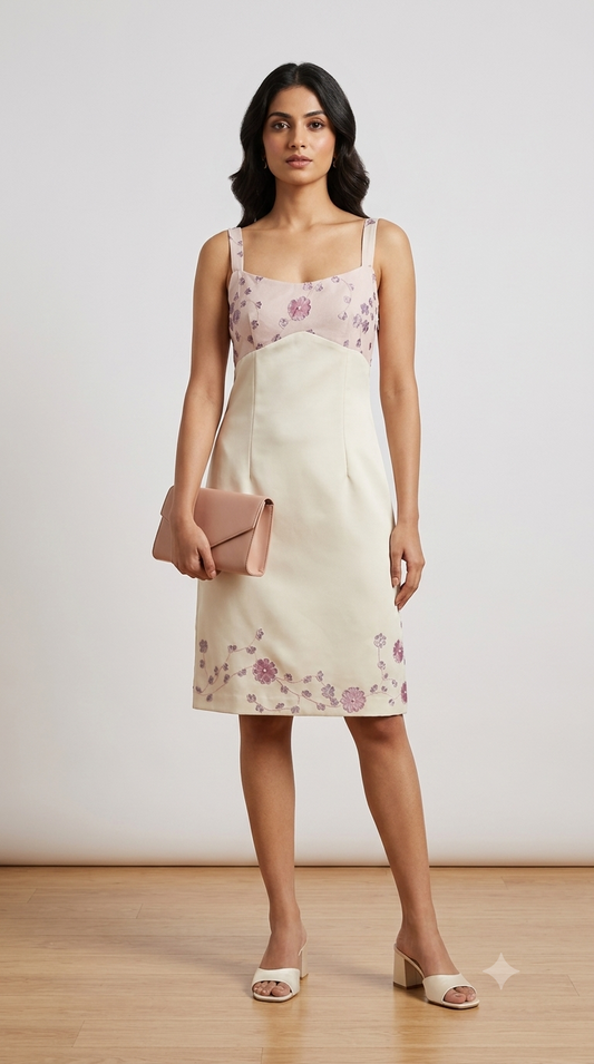 Embroidered Color-Block Sheath