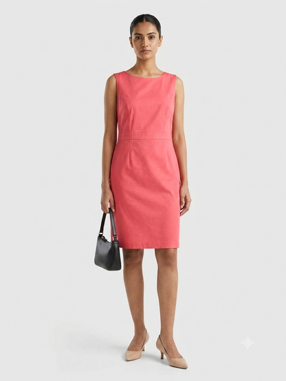 Classic Coral Sleeveless Sheath