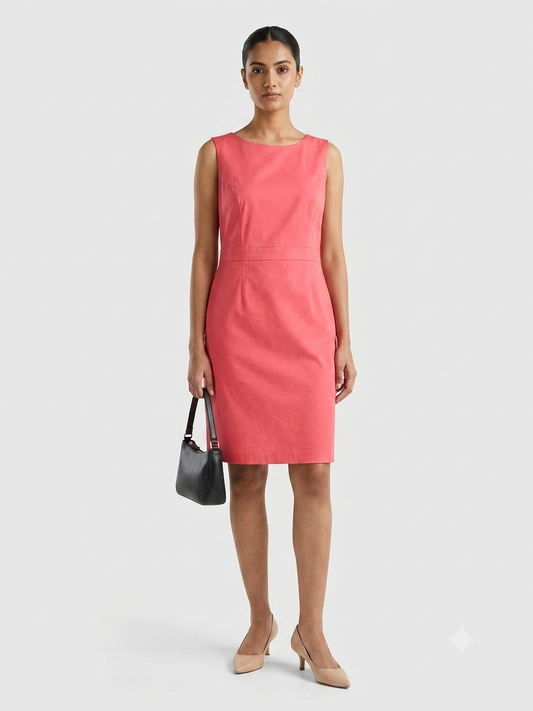 Classic Coral Sleeveless Sheath