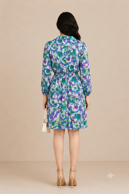 Long-sleeved collared shirt dress