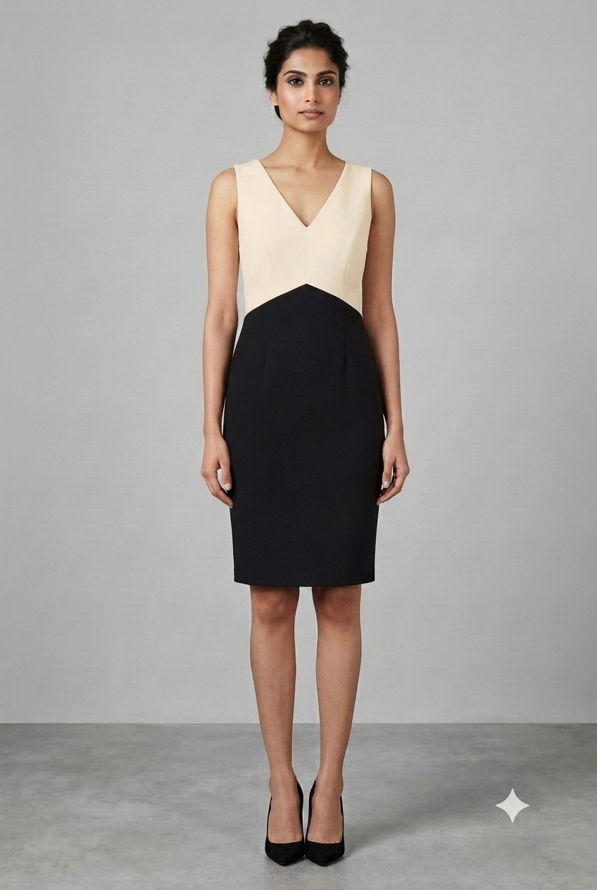 Sleeveless Two-Tone Sheath Dress