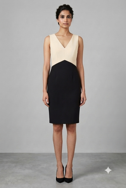 Sleeveless Two-Tone Sheath Dress