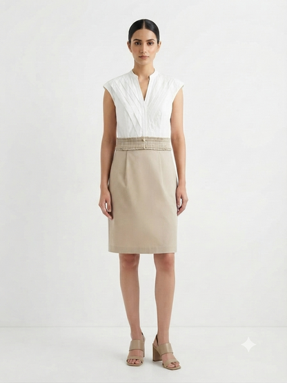 Pleated Two-Tone Utility Sheath