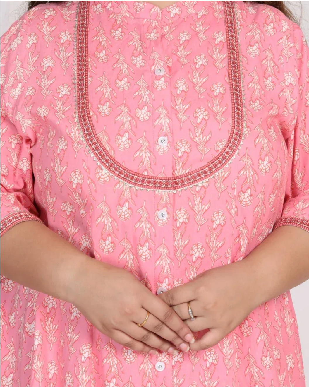 Pink Rayon Floral Print A Line Long Dress Plus Size-400007
