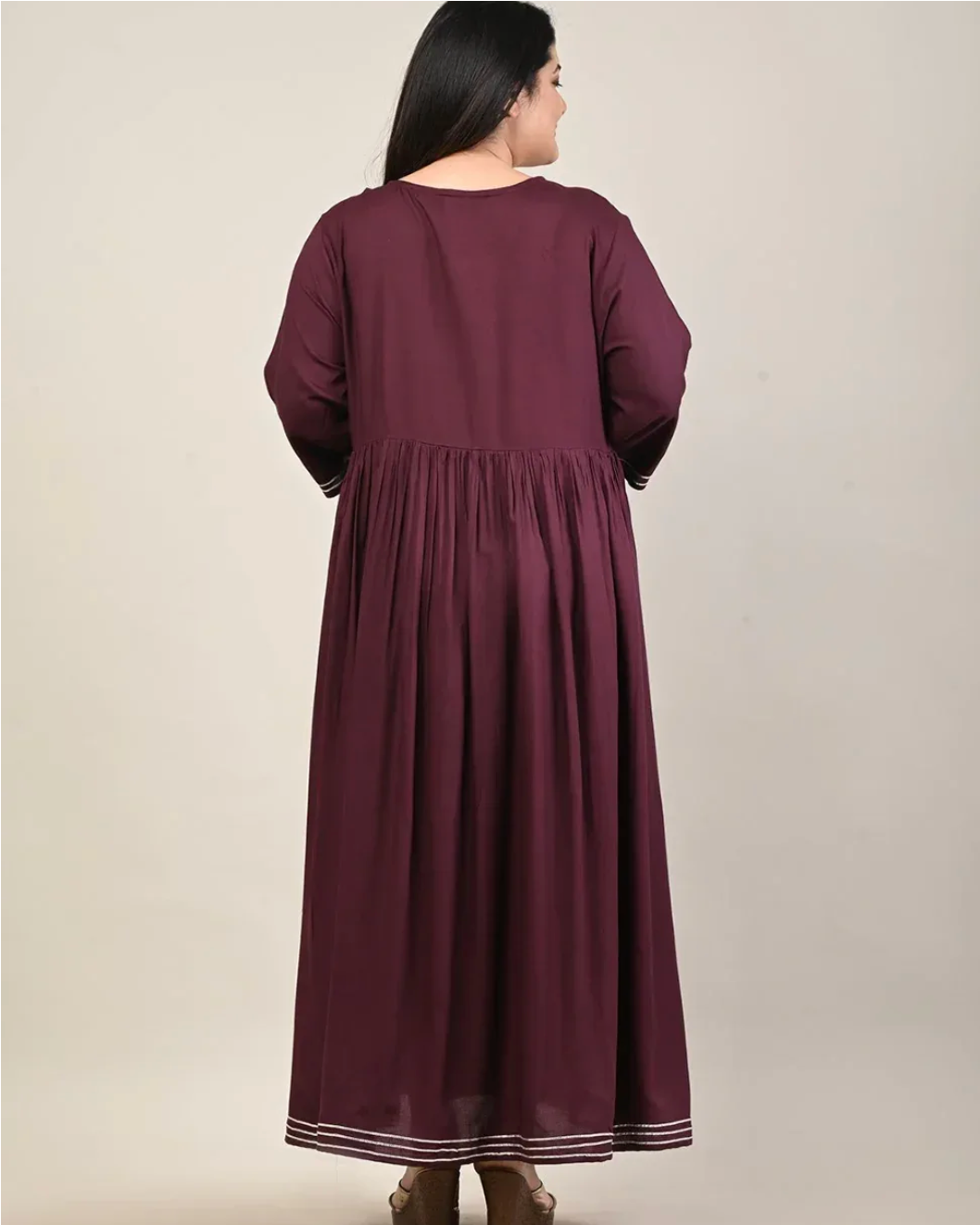Purple Rayon Embroidered Plus Size Anarkali-610