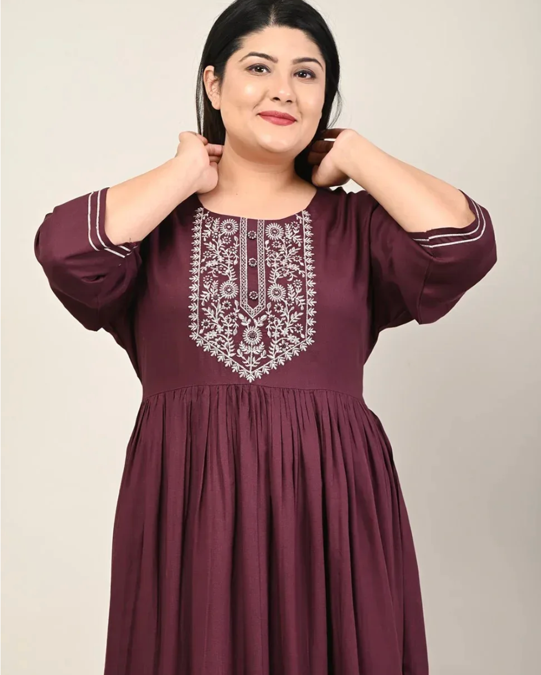 Purple Rayon Embroidered Plus Size Anarkali-610