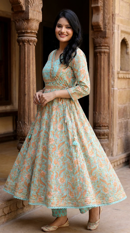 Blue Kurta Pant Set with Dupatta-250130