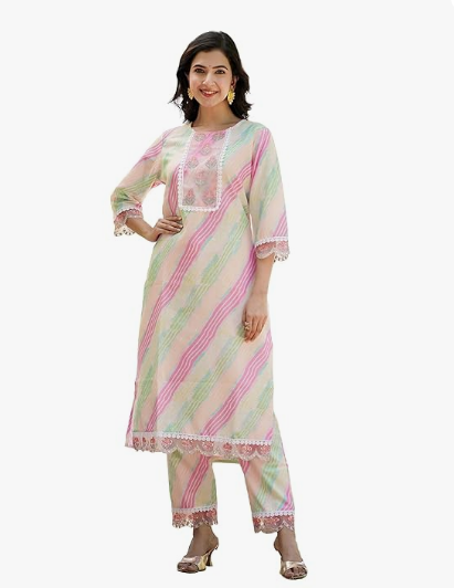 Mul Cotton Embroidery Multi Color Kurta Trousers With Dupatta (SU-P3-342)
