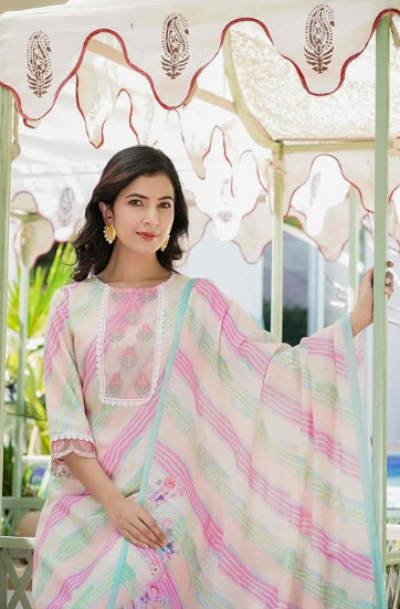 Mul Cotton Embroidery Multi Color Kurta Trousers With Dupatta (SU-P3-342)