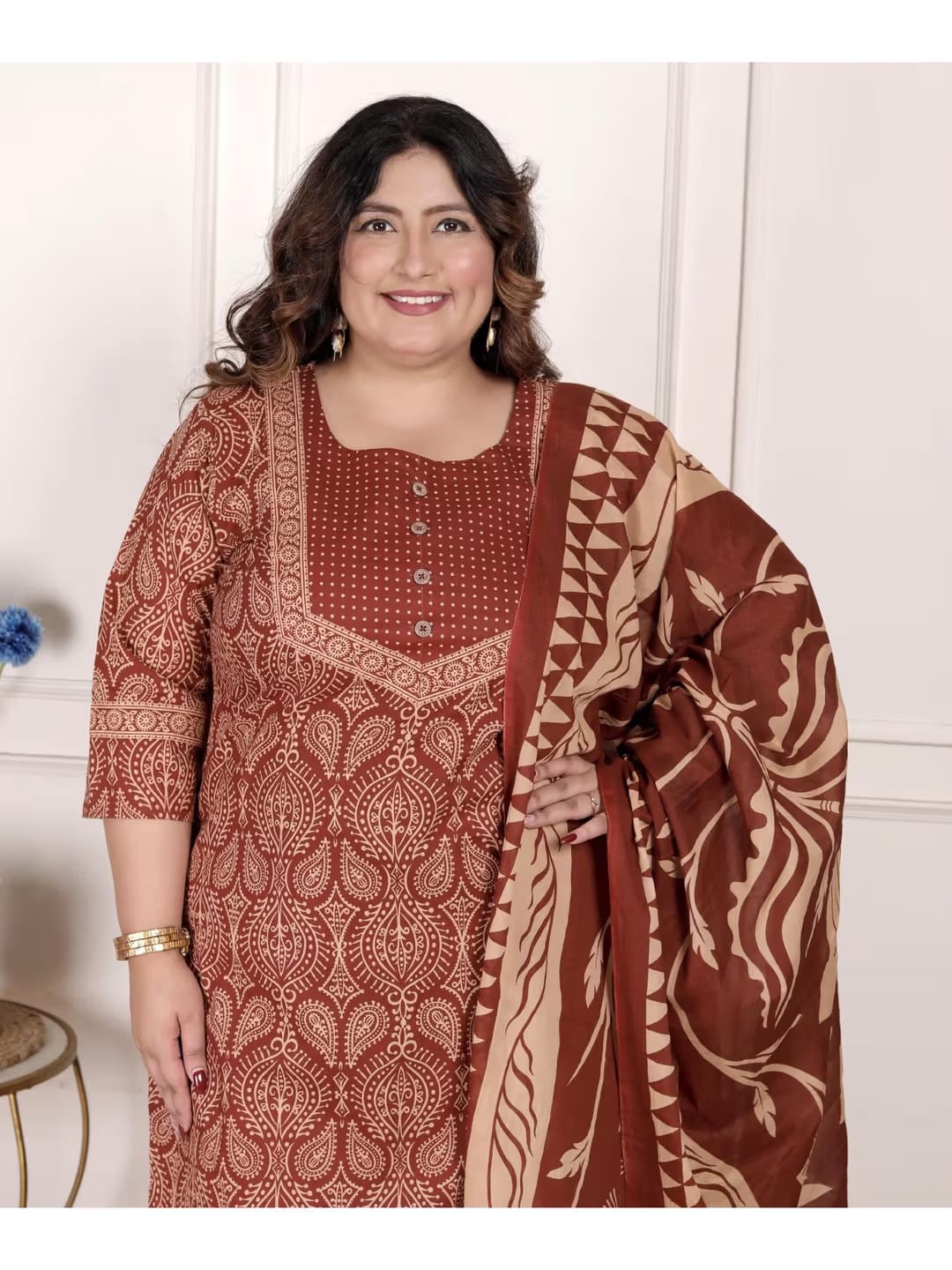Rust Color Women Kurta with Pant and Dupatta - 22248655