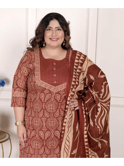 Rust Color Women Kurta with Pant and Dupatta - 22248655