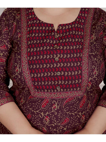 Purple Color Women Cotton Floral Kurta with Pant and Dupatta-22390330